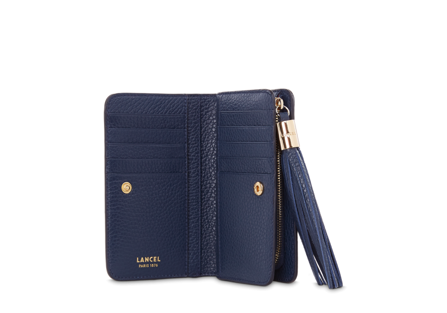 Lancel A11136 - CUIR DE VACHETTE - BLEU Premier Flirt de Lancel - Portefeuille compact pmpb femme