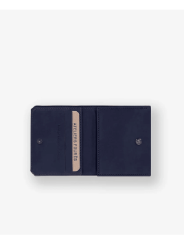 Les Ateliers Foures 9147 - CUIR DE VACHETTE - MARINE Porte-monnaie/ Porte-billets pmpb