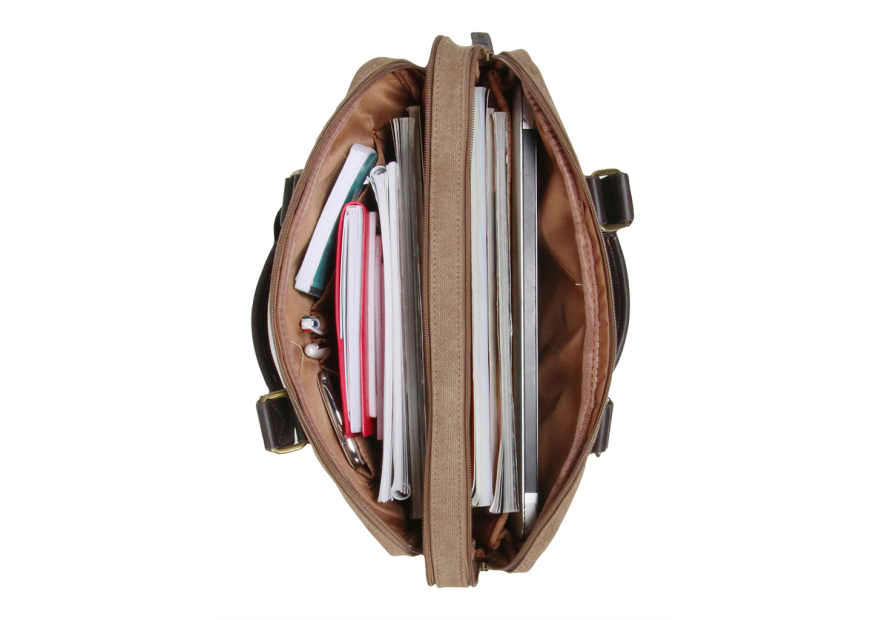 Gerard Henon 22381 - COTON ET CUIR - MARRON porte documents 15" safari Sac business