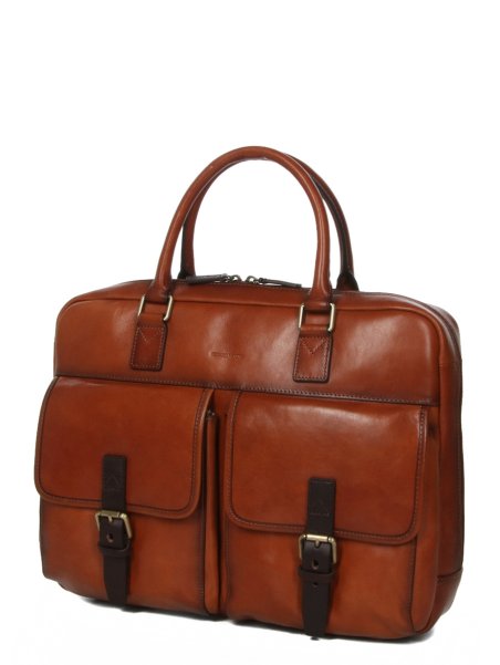 Gerard Henon 2283 - CUIR DE VACHETTE - MARRON hénon vérone porte documents 15" Sac business