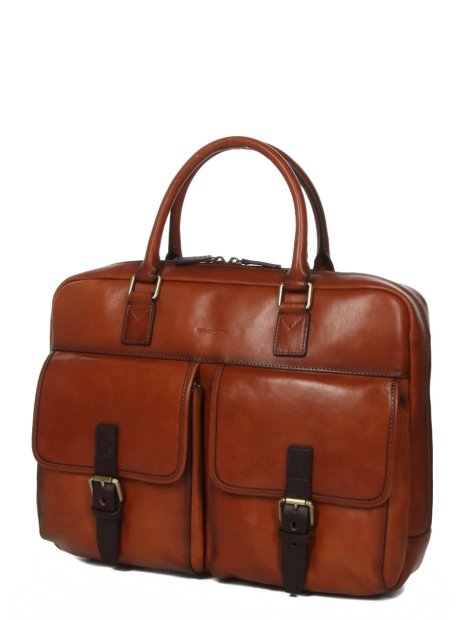 Gerard Henon 2283 - CUIR DE VACHETTE - MARRON hénon vérone porte documents 15" sac-business