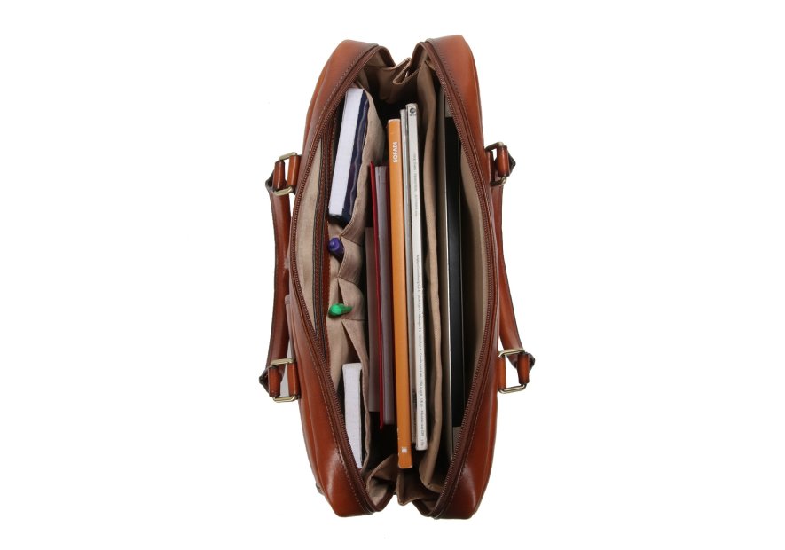 Gerard Henon 2283 - CUIR DE VACHETTE - MARRON hénon vérone porte documents 15" Sac business