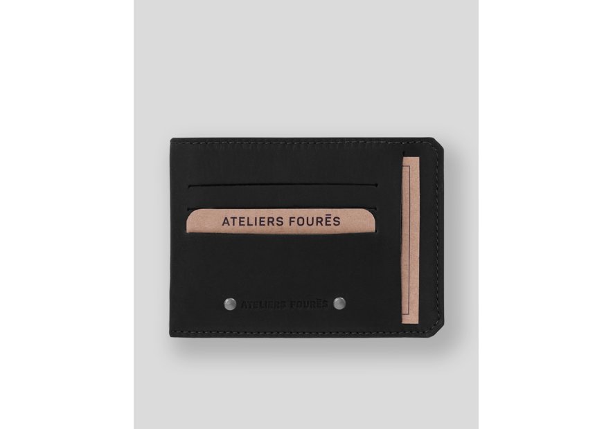 Les Ateliers Foures 948 - CUIR DE VACHETTE - NOIR porte cartes identité et cc baroudeur fourès porte cartes