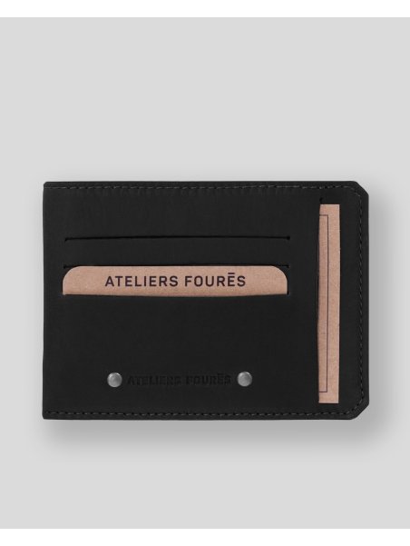 Les Ateliers Foures 948 - CUIR DE VACHETTE - NOIR porte cartes identité et cc baroudeur fourès porte cartes