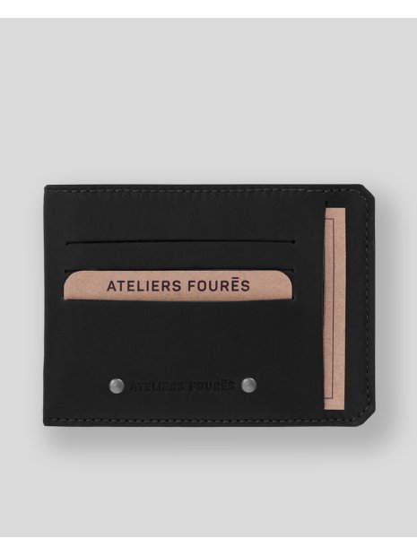 Les Ateliers Foures 948 - CUIR DE VACHETTE - NOIR porte cartes identité et cc baroudeur fourès porte-cartes