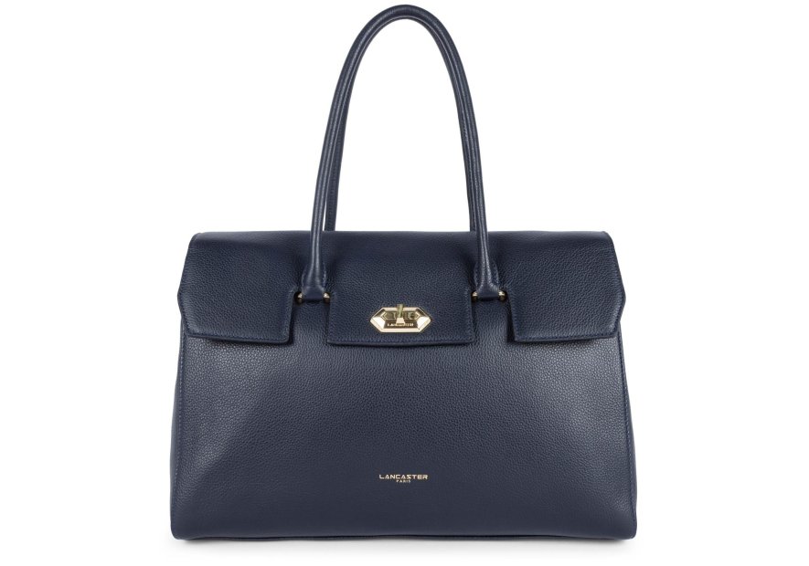 Lancaster 547-57 - CUIR DE VACHETTE - BLEU lancaster foulonné milano cabas a4 Sacs à mains