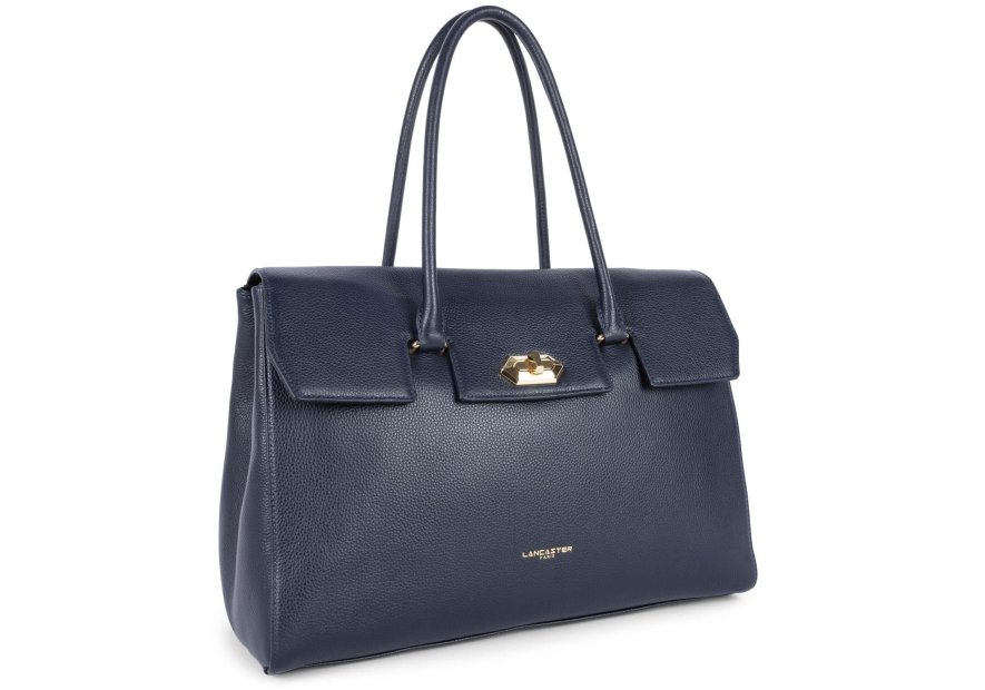 Lancaster 547-57 - CUIR DE VACHETTE - BLEU lancaster foulonné milano cabas a4 Sacs à mains
