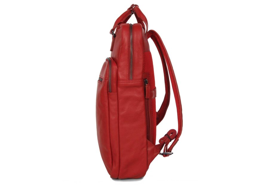 Gerard Henon 6966 - CUIR DE VACHETTE - ROUGE sac à dos porté main ordi 17" Sac business