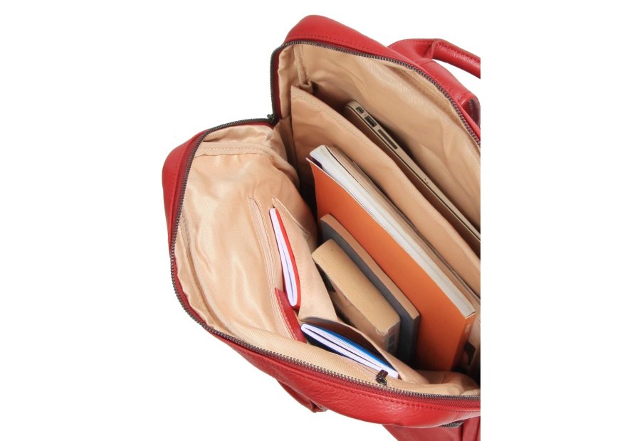 Gerard Henon 6966 - CUIR DE VACHETTE - ROUGE sac à dos porté main ordi 17" Sac business