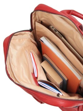 Gerard Henon 6966 - CUIR DE VACHETTE - ROUGE sac à dos porté main ordi 17" Sac business