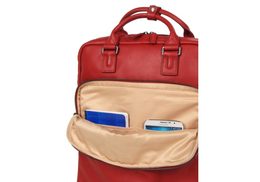 Gerard Henon 6966 - CUIR DE VACHETTE - ROUGE sac à dos porté main ordi 17" Sac business