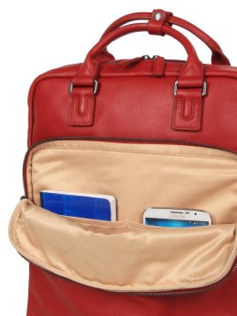 Gerard Henon 6966 - CUIR DE VACHETTE - ROUGE sac à dos porté main ordi 17" Sac business