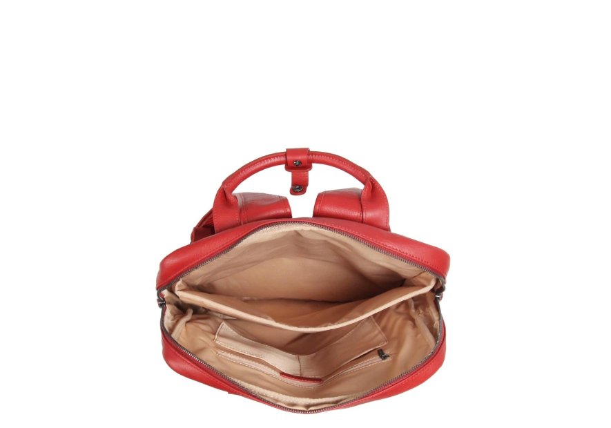 Gerard Henon 6966 - CUIR DE VACHETTE - ROUGE sac à dos porté main ordi 17" Sac business