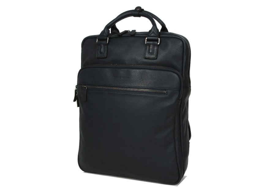 Gerard Henon 6966 - CUIR DE VACHETTE - MARINE sac à dos porté main ordi 17" Sac business