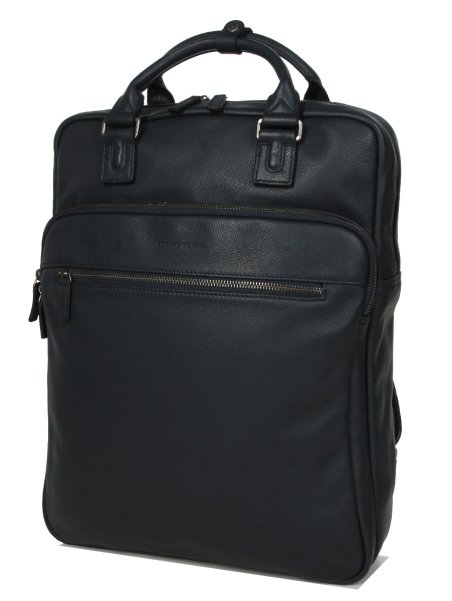 Gerard Henon 6966 - CUIR DE VACHETTE - MARINE sac à dos porté main ordi 17" Sac business