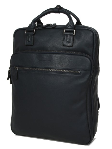 Gerard Henon 6966 - CUIR DE VACHETTE - MARINE sac à dos porté main ordi 17" sac-business