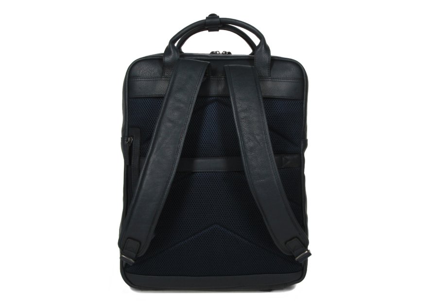 Gerard Henon 6966 - CUIR DE VACHETTE - MARINE sac à dos porté main ordi 17" Sac business