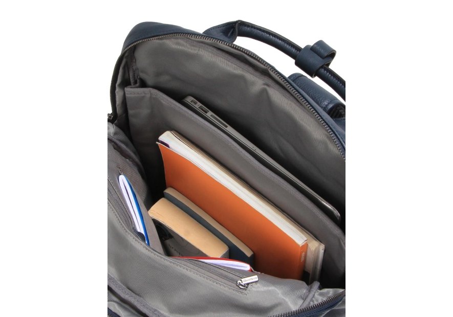 Gerard Henon 6966 - CUIR DE VACHETTE - MARINE sac à dos porté main ordi 17" Sac business