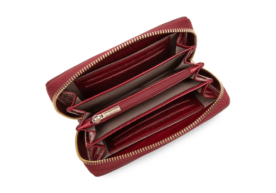 Lancaster 124-12 - VACHETTE CROCO - CARMIN Exotic Croco CN - Portefeuille pmpb femme