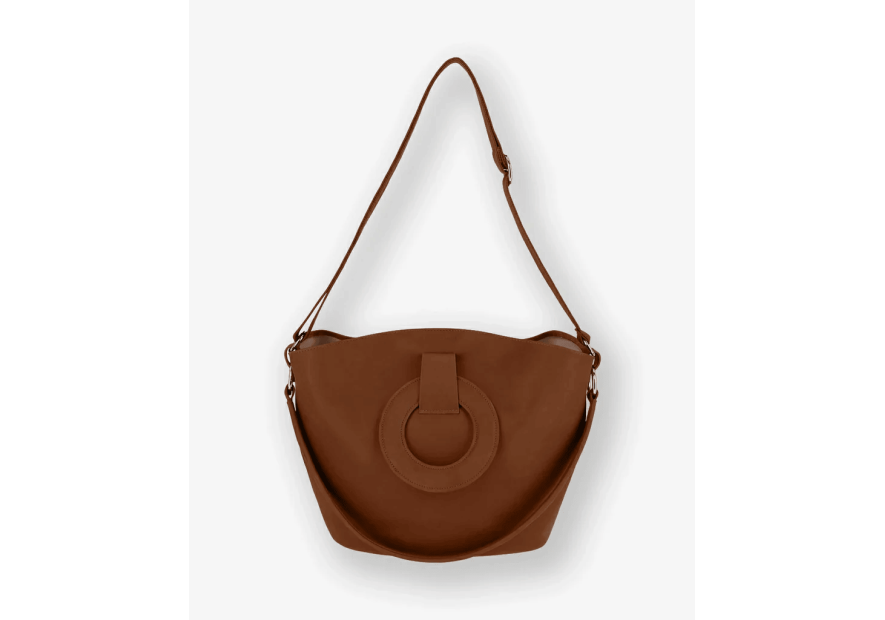 Les Ateliers Foures 0604 - CUIR DE VACHETTE - FAUVE les ateliers fourès- olympe- porté travers maxi shopping