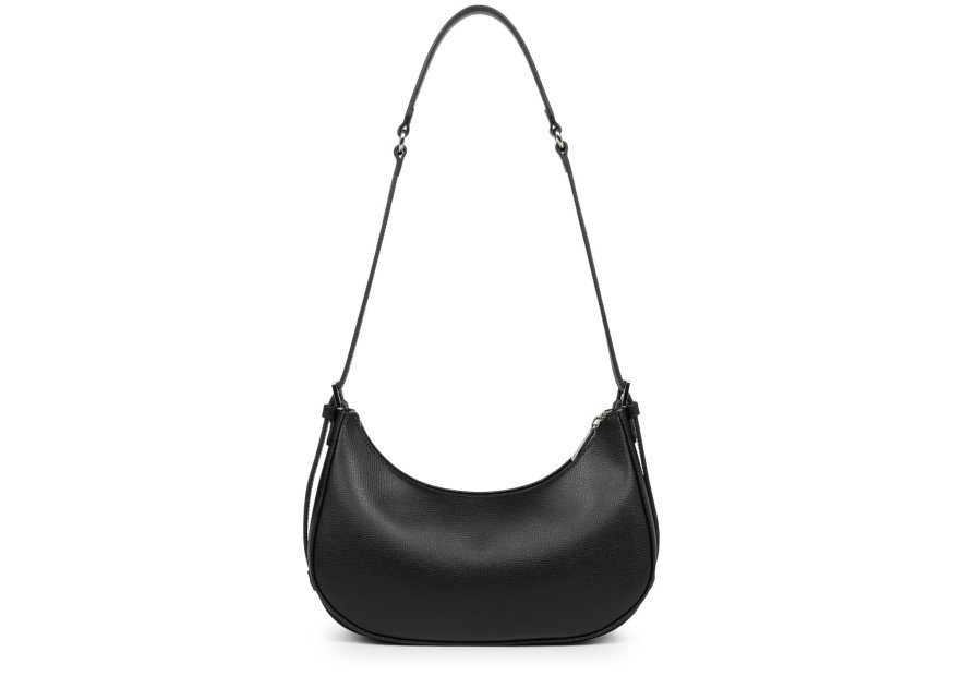 Lancaster 438-001 - CUIR DE VACHETTE - NOI sac demi lune sierra Sacs à mains