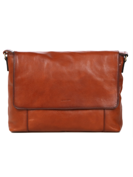 Gerard Henon 2273 - CUIR DE VACHETTE - MARRON grande besace rabat sac h zip