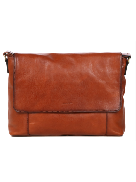 Gerard Henon 2273 - CUIR DE VACHETTE - MARRON grande besace rabat sac-h-zip