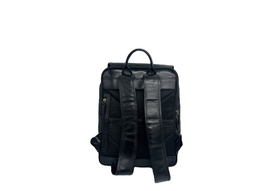 Gerard Henon 2269 - CUIR DE VACHETTE - NOIR sac à dos à rabat Loisirs