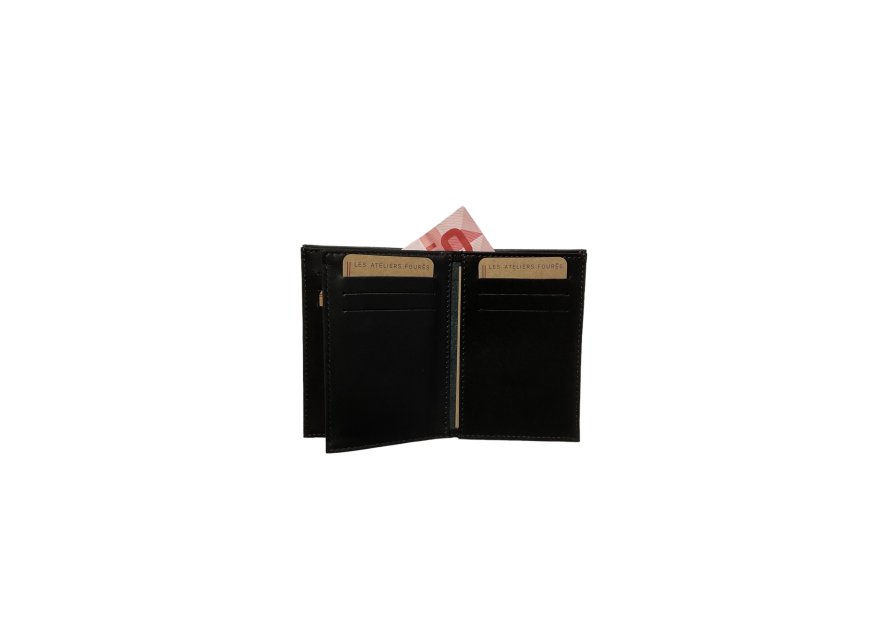 Les Ateliers Foures 970 - CUIR DE VACHETTE - NOIR les ateliers foures-baroudeur-porte papiers porte cartes