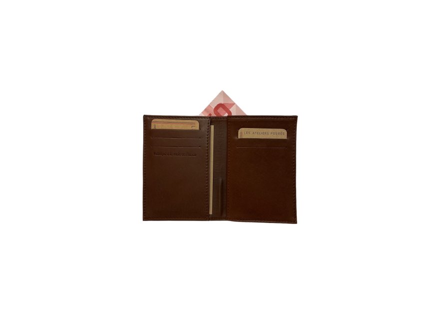 Les Ateliers Foures 970 - CUIR DE VACHETTE - COGNAC les ateliers foures-baroudeur-porte papiers porte cartes