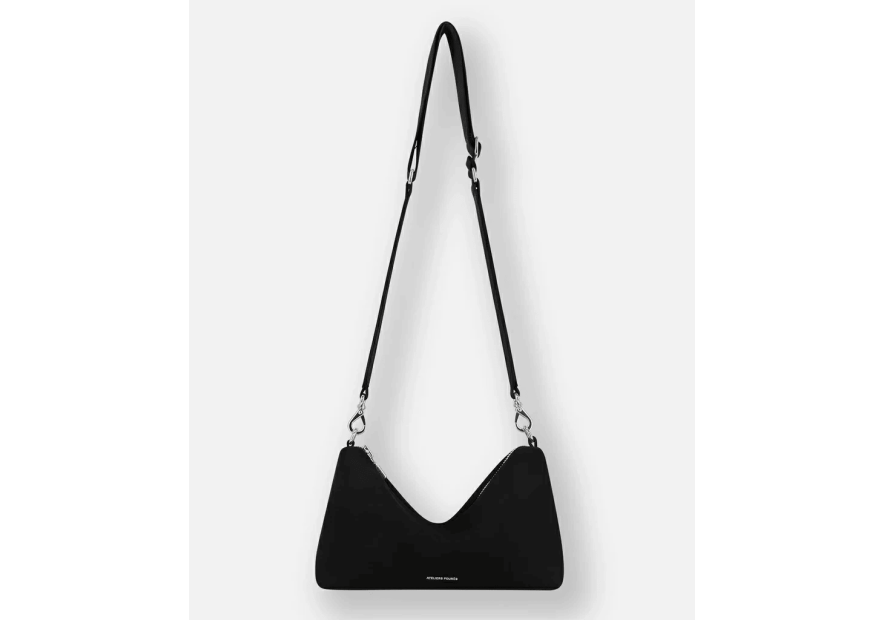 Les Ateliers Foures I326 - CUIR DE VACHETTE - NOIR sac bandoulière besace évasé iliade Sacs à mains