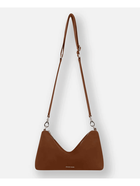 Les Ateliers Foures I326 - CUIR DE VACHETTE - FAUVE sac bandoulière besace évasé iliade sacs-a-mains