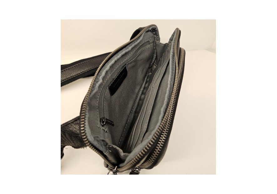 Gerard Henon 6901 - CUIR DE VACHETTE - NOIR banane plate multipoches amsterdam Loisirs