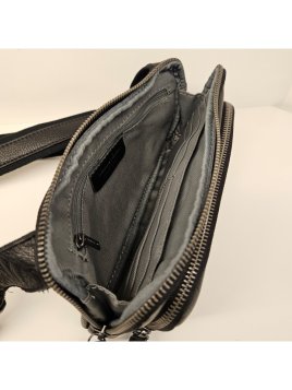 Gerard Henon 6901 - CUIR DE VACHETTE - NOIR banane plate multipoches amsterdam Loisirs