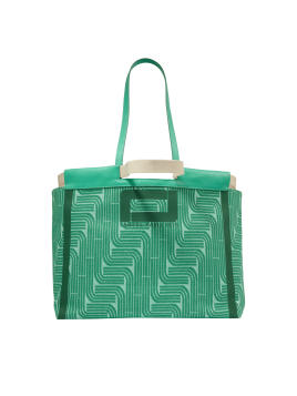 Lancel A12775 - RAPHIA/CUIR - EMERAUDE cabas porté épaule camille shopping