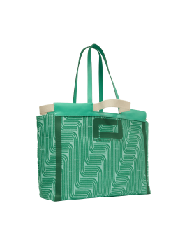 Lancel A12775 - RAPHIA/CUIR - EMERAUDE cabas porté épaule camille shopping