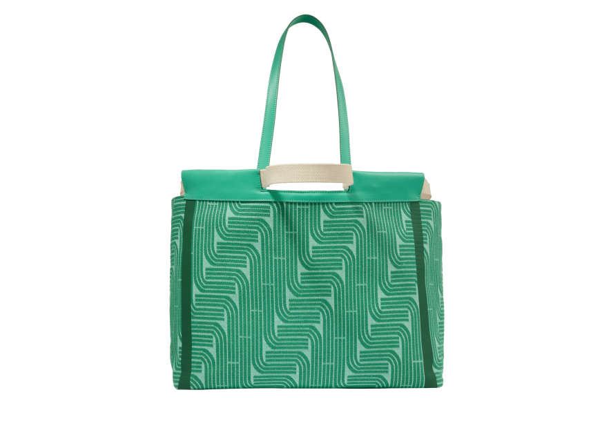 Lancel A12775 - RAPHIA/CUIR - EMERAUDE cabas porté épaule camille shopping