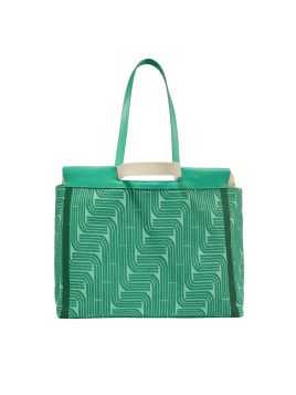 Lancel A12775 - RAPHIA/CUIR - EMERAUDE cabas porté épaule camille shopping