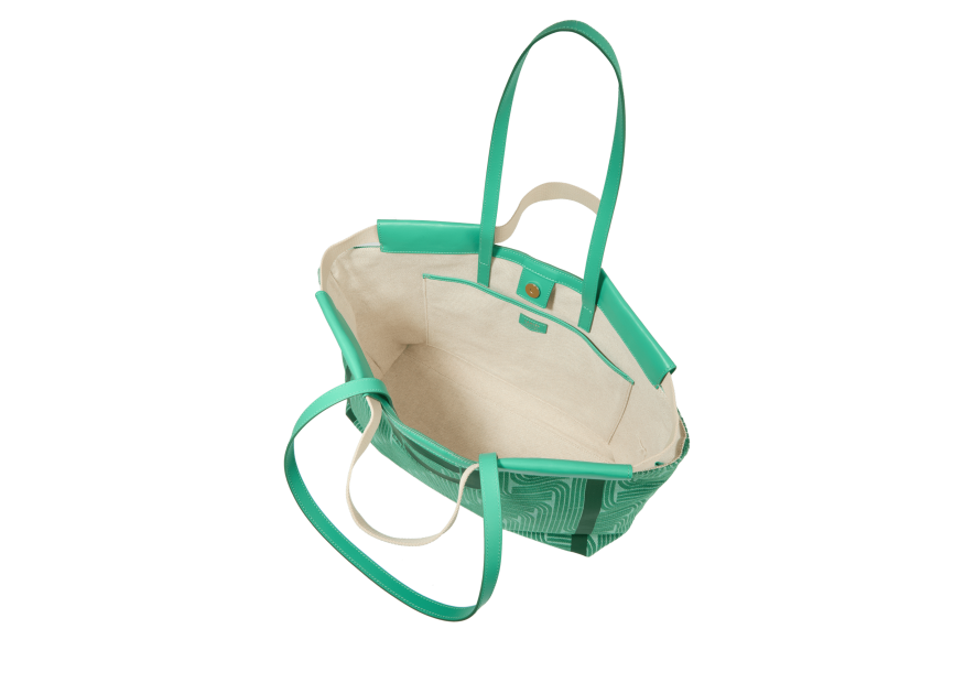 Lancel A12775 - RAPHIA/CUIR - EMERAUDE cabas porté épaule camille shopping