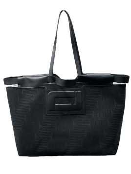Lancel A12775 - RAPHIA/CUIR - NOIR cabas porté épaule camille shopping