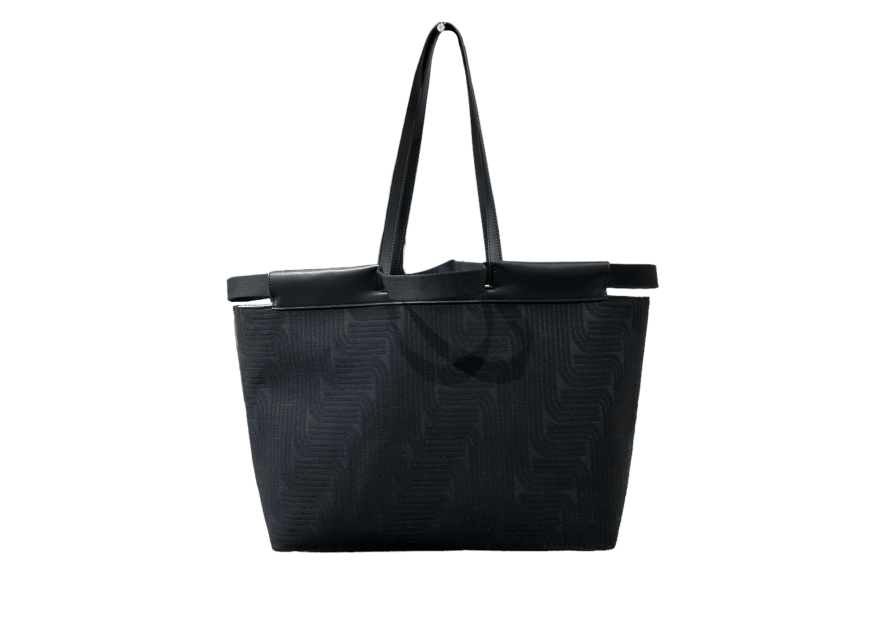 Lancel A12775 - RAPHIA/CUIR - NOIR cabas porté épaule camille shopping