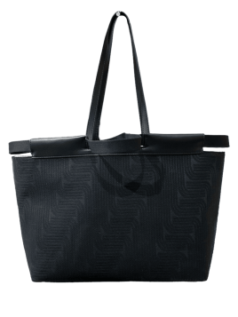 Lancel A12775 - RAPHIA/CUIR - NOIR cabas porté épaule camille shopping