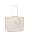Lancel A12775 - RAPHIA/CUIR - NEIGE cabas porté épaule camille sac-a-main-shopping-toile-ou-cuir