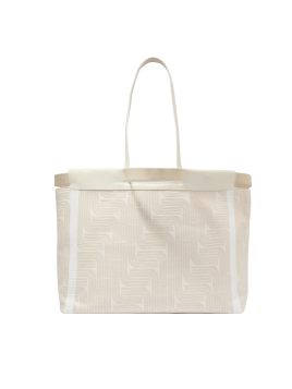 Lancel A12775 - RAPHIA/CUIR - NEIGE cabas porté épaule camille shopping