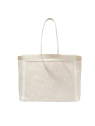 Lancel A12775 - RAPHIA/CUIR - NEIGE cabas porté épaule camille sac-a-main-shopping-toile-ou-cuir