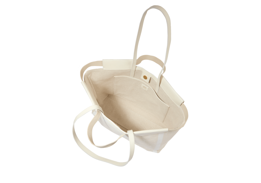 Lancel A12775 - RAPHIA/CUIR - NEIGE cabas porté épaule camille shopping