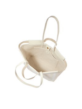 Lancel A12775 - RAPHIA/CUIR - NEIGE cabas porté épaule camille shopping