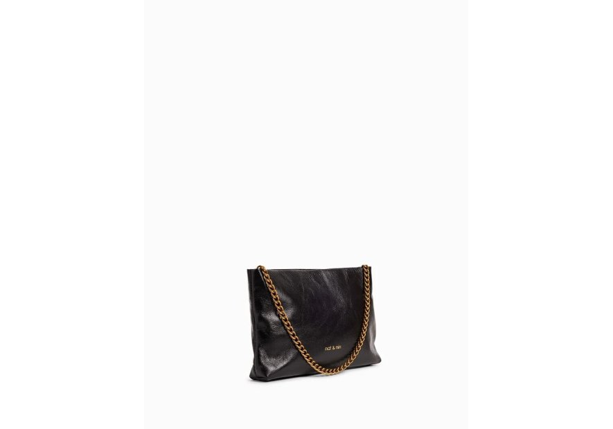 Nat & Nin MOLLY - CUIR DE VACHETTE - NOIR nat&nin - molly - pochette chaine Sacs à mains