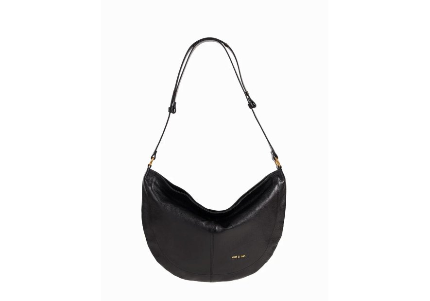 Nat & Nin RODEO - CUIR DE VACHETTE - NOIR sac besace demi lune rodéo Sacs à mains