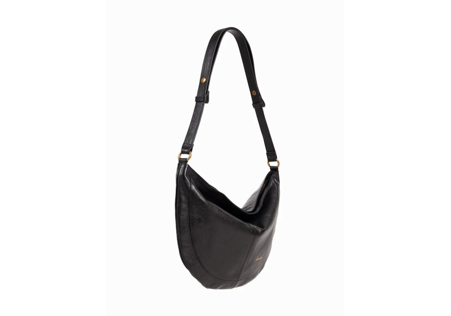 Nat & Nin RODEO - CUIR DE VACHETTE - NOIR sac besace demi lune rodéo Sacs à mains